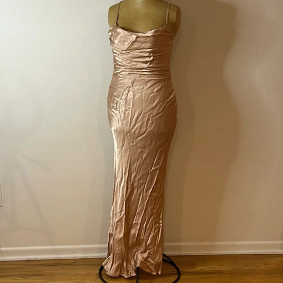 Shona Joy sz 2 La Lune pink champagne strappy gown maxi length great condition - Picture 3 of 10